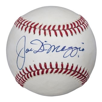 Joe DiMaggio Single Signed OAL Brown Baseball (Beckett)